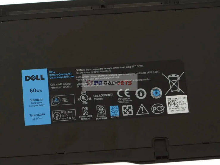 11.1V 60Wh Original 9KGF8 XX1D1 7HRJW 6FNTV TRM4D 7XHVM Laptop Battery compatible with Dell Latitude 6430U E6430U E6510U 312-1424
