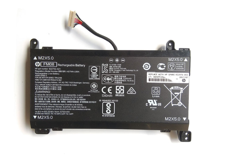 Genuine FM08 HP Omen 17-AN026NS 922977-855 TPN-Q195 922753-421 HSTNN-LB8A Laptop Battery 12 cables