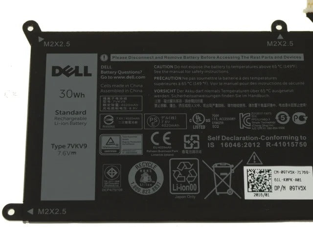 New Original Dell 7VKV9 9TV5X 30Wh for Dell Latitude XPS 12 7000 7275 9250 Tablet Laptop Battery