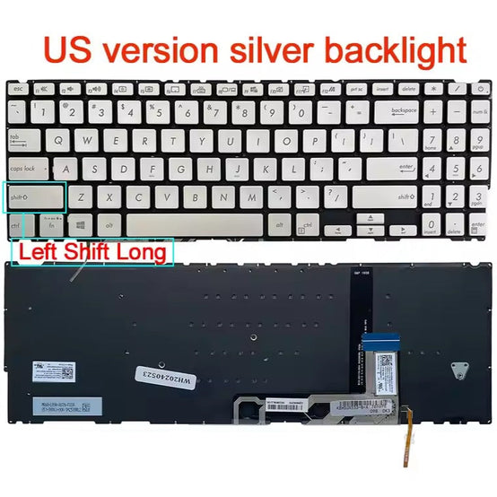 New ASUS ZenBook 15 UX533 UX533F UX534FN UX533FD UX533FN UX534F Notebook Keyboard Backlit Silver colour