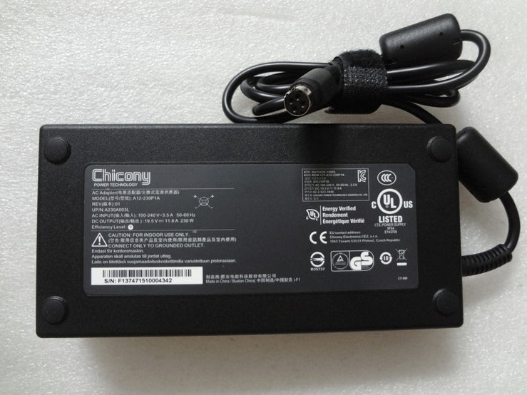 Original Chicony A12-230P1A ADP-230EB T 4-Pin 230W 19.5V 11.8A AC Adapter Charger for Azom ‎Exigo Sager Gaming Laptop PC Gadgets