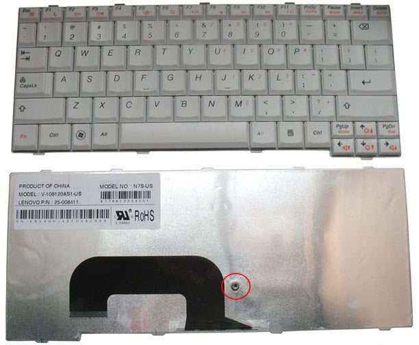 Lenovo S12 V-108120AS1-US 25-008392 White Laptop Keyboard