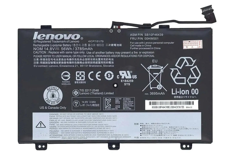 Genuine 00HW001 Lenovo ThinkPad S3 Yoga 14 SB10F46439 4ICP7/51/79 Laptop Battery - PC Gadgets