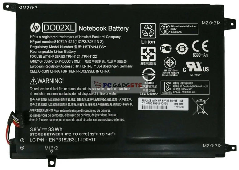 Original DO02XL Laptop Battery for HP Pavilion X2 10-N054SA, 10-N113DX, 10-N121TU 10-N122TU HSTNN-LB6Y TPN-I121 810985-005