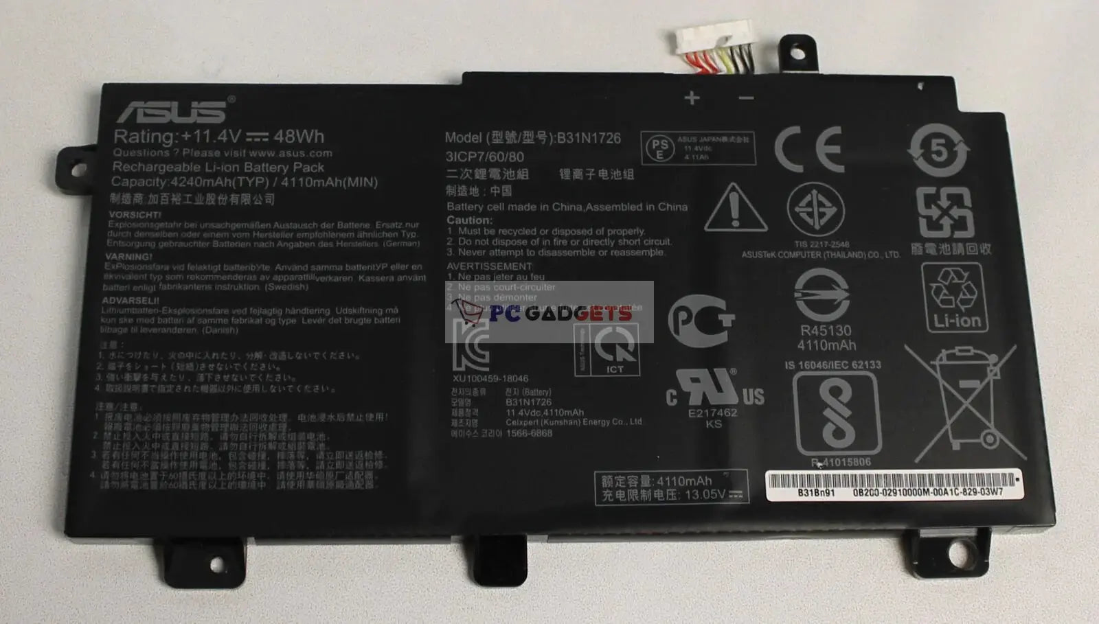 48Wh B31N1726 Original Laptop Battery For Asus FX80 FX80GD FX86 FX86FM FX504 FX505 Series