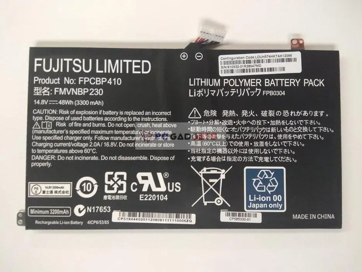 48Wh Original FPCBP304 Laptop Battery for Fujitsu Lifebook UH554 UH574 FPCBP410 FMVNBP230 Series