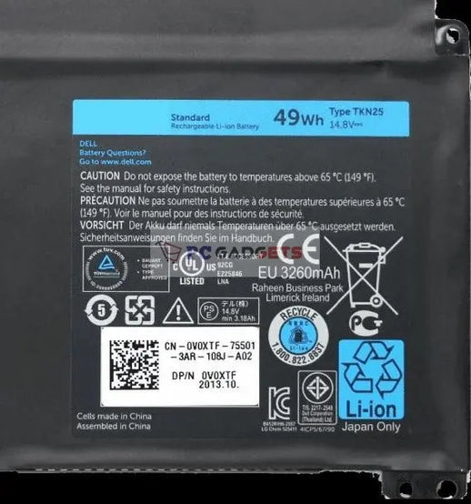 Original 14.8V 49Wh Laptop Battery for Dell Inspiron 5323 13z Vostro 3360 TRDF3 0V0XTF TKN25