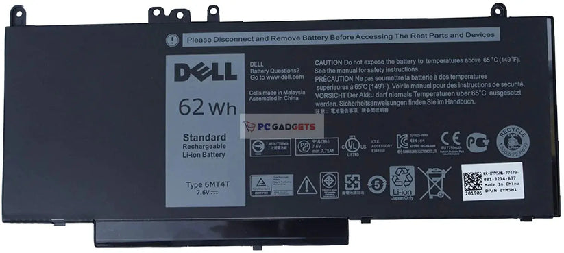 62Wh Original 6MT4T Laptop Battery For Dell Latitude E5470 E5570 E3550 Precision 3510