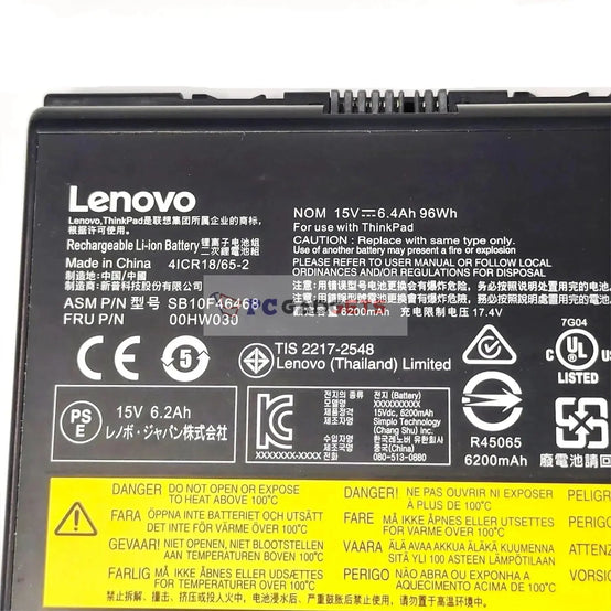 Original 00HW030 78+ 96Wh Battery for Lenovo ThinkPad P70 P71 SB10F46468 01AV451