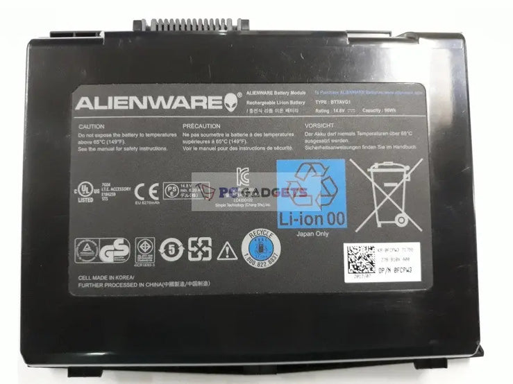 96Wh Original BTYAVG1 Dell Alienware M18x M18x R1 M18x R2 FCPW3 X7YGK Laptop Battery