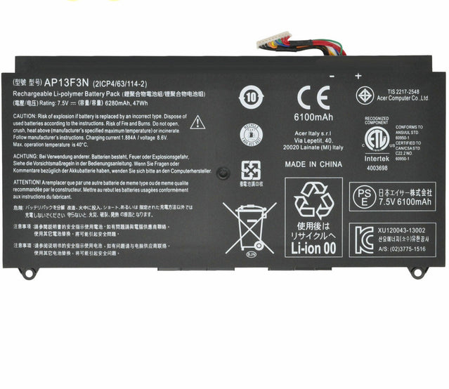47Wh Original AP13F3N Acer Aspire S7-392 Aspire S7 Ultrabook Series 2ICP4/63/114-2 Laptop Battery