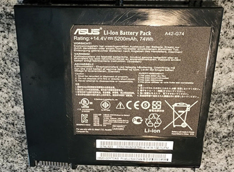 Original A42-G74 Battery for Asus A42-G74 G74 G74J G74JH G74S G74S G74SW G74SX  G74-4S2P