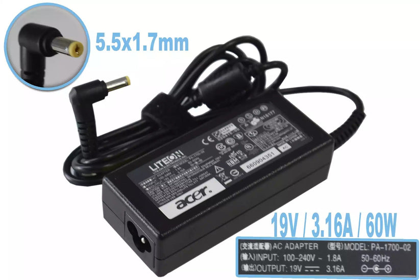 Original Acer 19V 3.16A 60W Aspire 5529 series Travelmate 320 Extensa 5620 series TravelMate 730 Laptop Charger PC Gadgets
