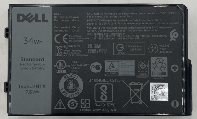 34Wh Original J7HTX Dell Latitude 7202 Rugged Tablet, Latitude 7212 T03H001 Laptop Battery