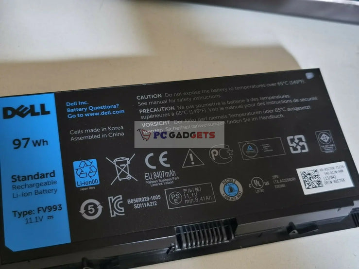 Dell Precision 97Wh Genuine Original Laptop Battery M4600 M6600 FV993 PG6RC R7PND PC Gadgets