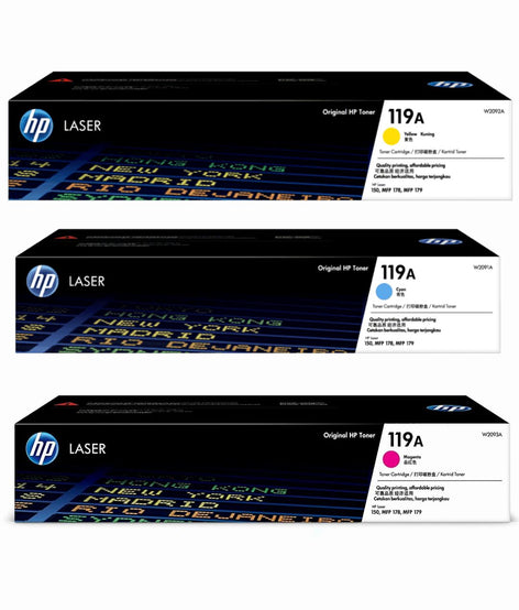 HP 119A Cyan/Magenta/Yellow Original Laser Toner Cartridge - ( W2091A, W2092A, W2093A) PC Gadgets