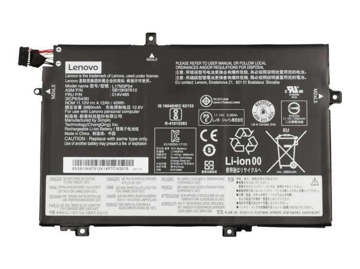 Original Lenovo L17C3P52 L17L3P52 SB10K97610 01AV463 L17M3P53 SB10K97611 01AV464 L17M3P54 SB10K97612 ThinkPad L14 L480 L490 L580 L590 Laptop Battery PC Gadgets