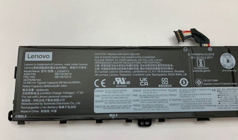 New Original Lenovo ThinkPad X1 Extreme Gen 4 Battery L20D4P75 SB11B79216 L20M4P75 PC Gadgets