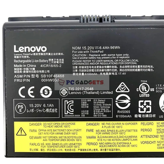 Lenovo 00HW030 Original Laptop Battery for 01AV451 4X50K14092 5B10W13950 LC42SD132Q-1 SB10F46468 ThinkPad P71(0FCD) ThinkPad P71(20HK/20HL) ThinkPad P70 ThinkPad P71 20HLS3AY00