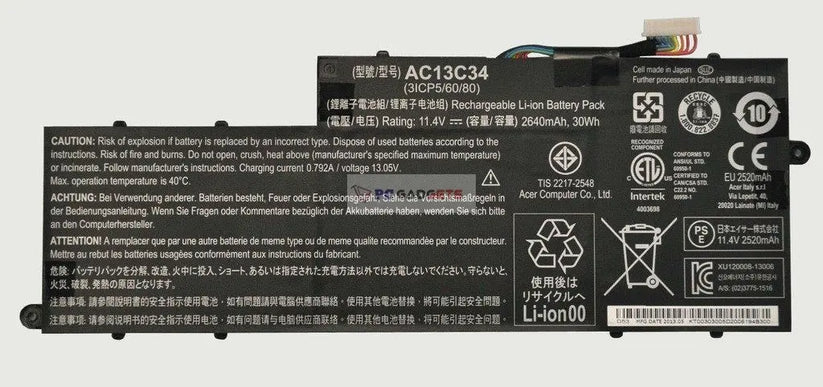 Original AC13C34 Laptop Battery For Acer Aspire E-11 E3-111 E3-112 ES1 ES1-111 ES1-420 V-11 V3-111 V3-112 V5-122P PC Gadgets