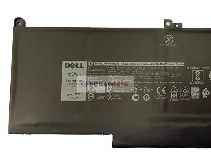 Original 60WH F3YGT Battery for Dell Latitude 7280 7290 7380 7390 7480 7490 (DM3WC 2X39G)