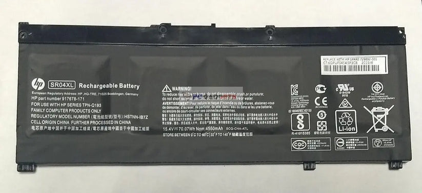 Original SR04XL Laptop Battery For HP Pavilion 15-CE015DX, Pavilion 15-DC0000NX 917678-1B1 917724-855 TPN-Q193 Series Tablet 70.07Wh