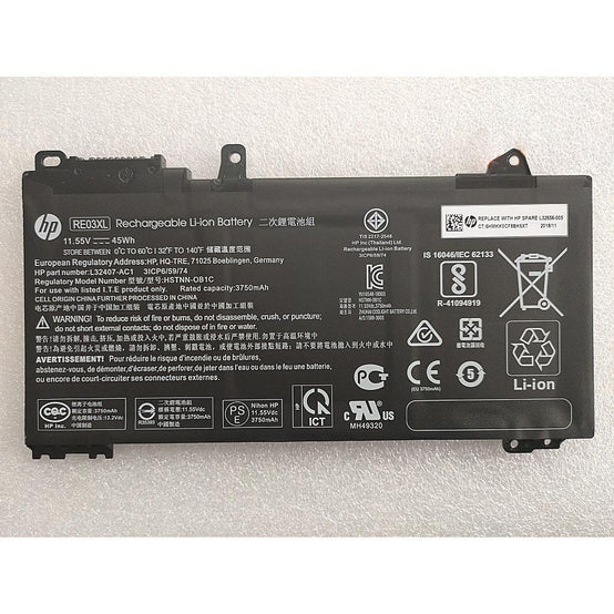 Original RE03XL HP Probook 430 G6, 430 G7, 440 G6, 445 G6, 440 G7, 450 G6, 450 G7HSTNN-OB1C L32407-AC1 (11.55V 45Wh 3750mAh) Laptop Battery