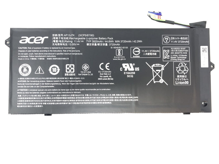 New Genuine Acer AP13J7K Laptop Battery For Acer Chromebook C732 311 C733 KT.00307.006 3 Cell