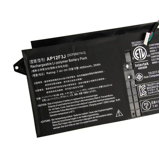 35Wh Genuine Acer Aspire Ultrabook S7-391 Series AP12F3J 2ICP3/65/114-2 Laptop Battery