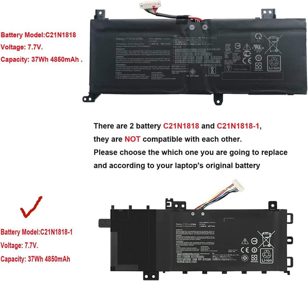 37Wh Original C21N1818-1 Laptop Battery For Asus VivoBook 15 F512FA F512DA-SH31 X512FA X512FB X512FL X512FJ X512DA X512UF-BQ135T X512FA-BQ064T Series