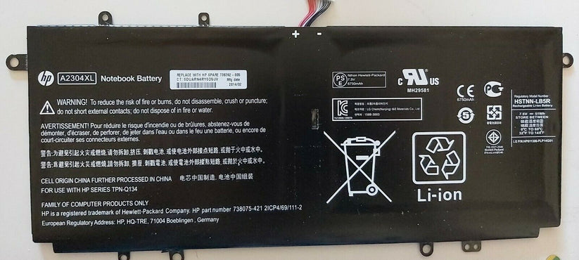 Original HP A2304XL Laptop Battery For HP A2304051XL-PL 738392-005 TPN-Q134 HSTNN-LB5R Chromebook 14-Q series