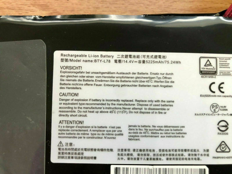 MSI S5 GT80 GT73 GT83VR GT73VR GT62 16L1 16L2 GT75 Tablet Battery